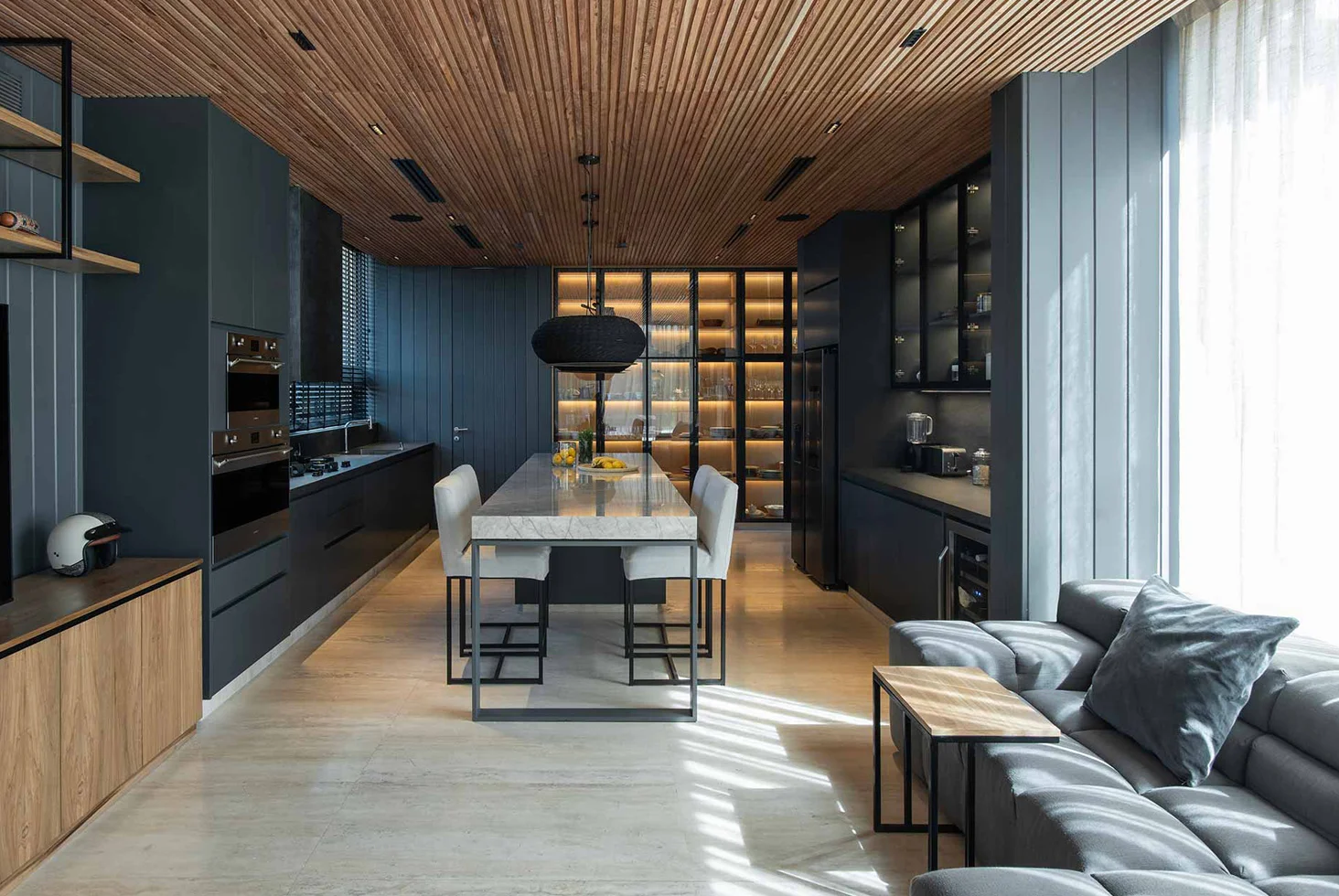 Casa Maui residential kitchen interior with dining area.