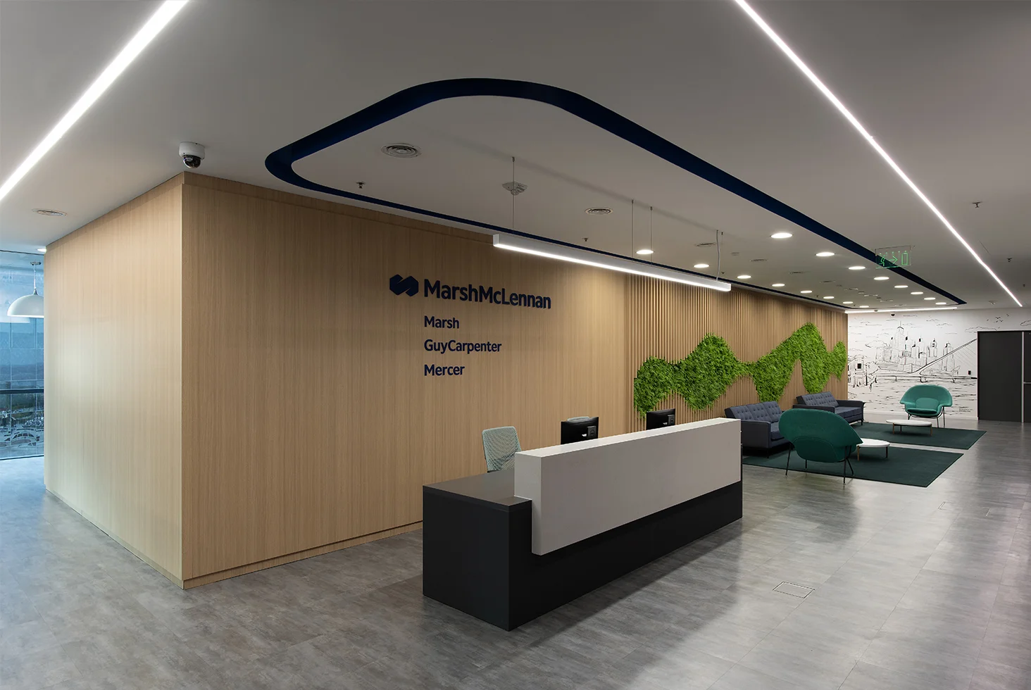 Reception area with wide view.